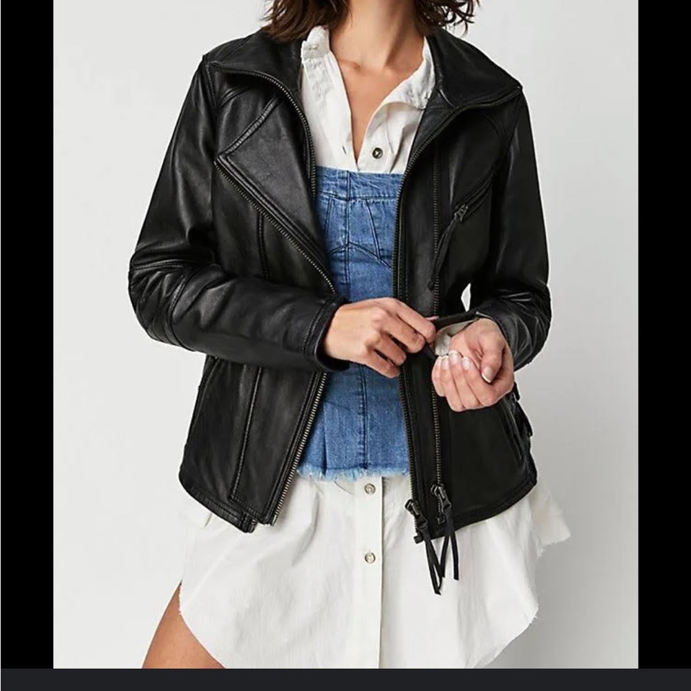 We The Free People Cora Leather Jacket View 2